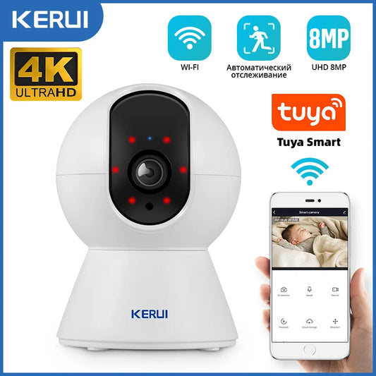 KERUI HD Tuya Smart Mini WiFi Camera Indoor Wireless Security Home CCTV Surveillance Camera With Auto Tracking